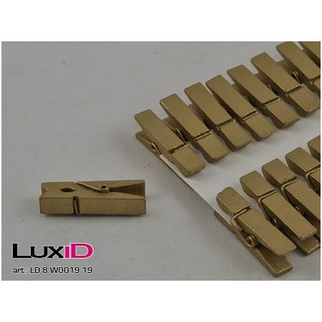 Wooden X-mass clips 19 goud 10mm (24pc)