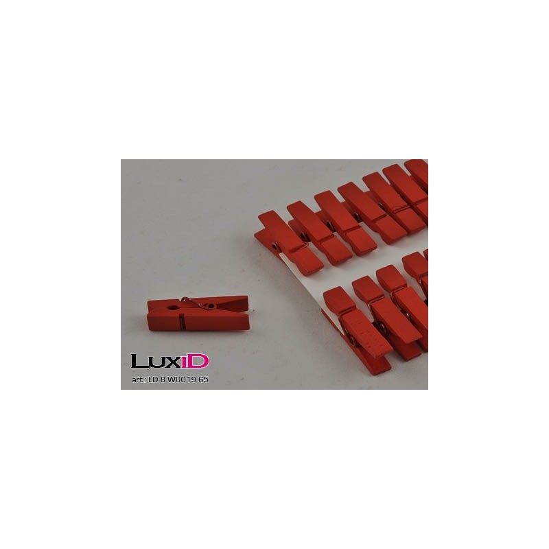 Wooden X-mass clips 65 rood 10mm (24pc)