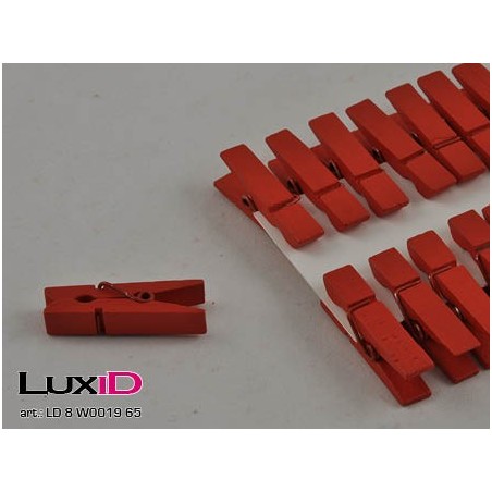 Wooden X-mass clips 65 rood 10mm (24pc)