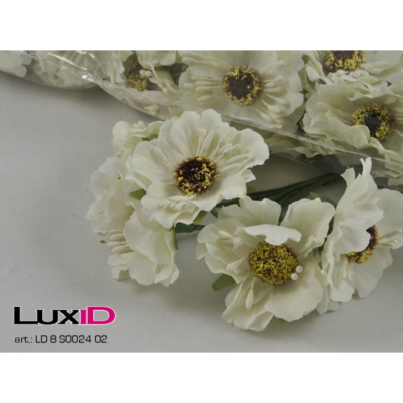 Flowers on pick 02 ecru 8,5cm (60pc)