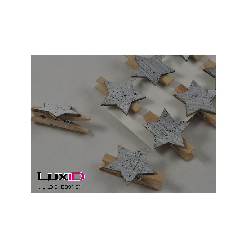 Wooden white wash star 01 35x35mm (8pc)