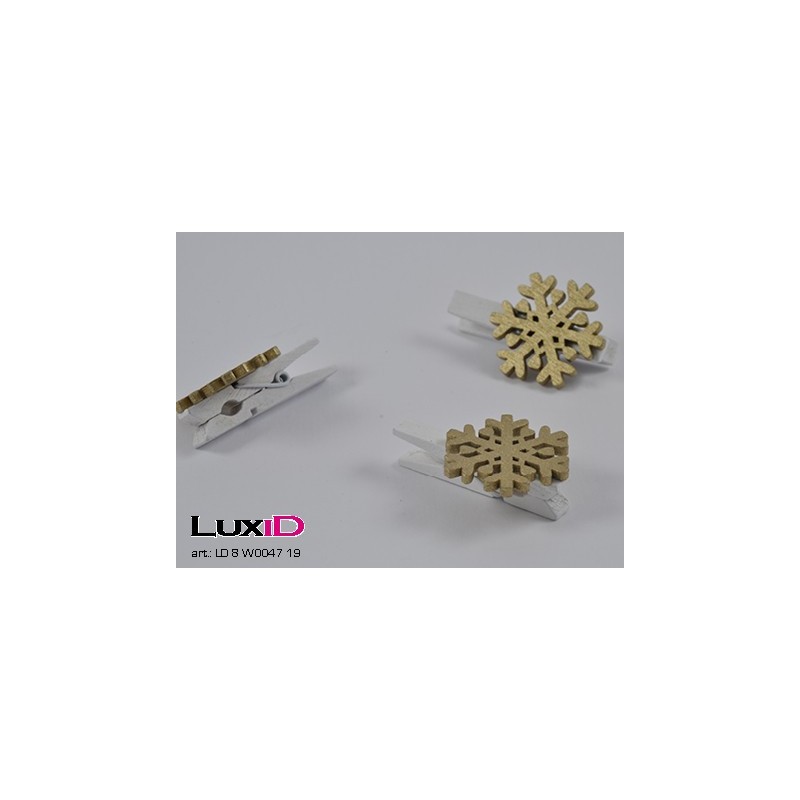 Wooden snowflake 19 goud 30mmx30mm (36pcs)