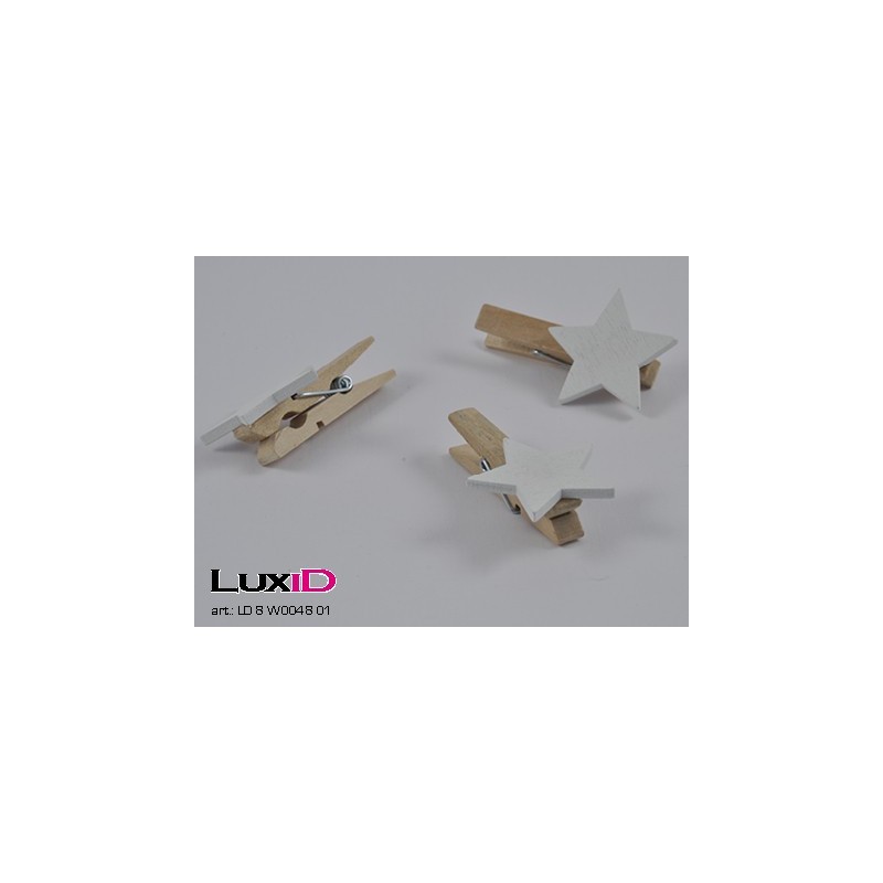 Wooden star 01 wit 30mmx30mm (36pcs)