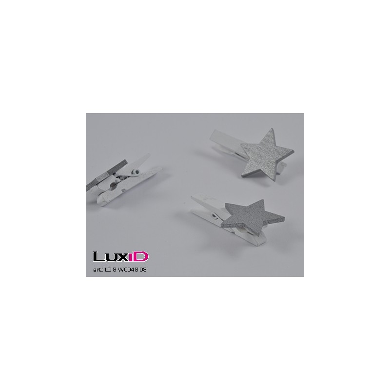 Wooden star 08 zilver 30mmx30mm (36pcs)