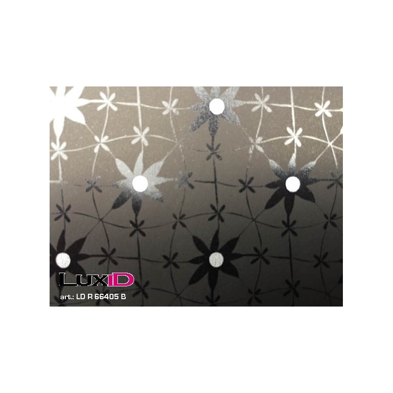 Inpakpapier contrast bloem zwart 50cm x 100m