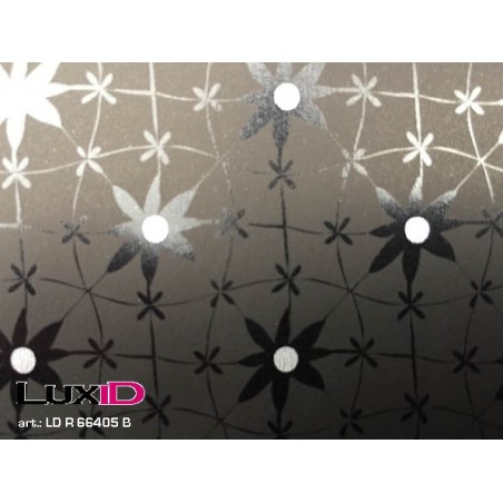 Inpakpapier contrast bloem zwart 50cm x 100m