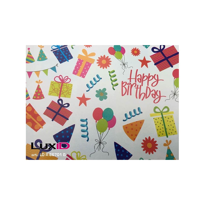 Inpakpapier happy birthday 50cm x 100m