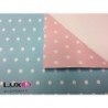 Inpakpapier duo dots blauw/roos 50cm x 100m