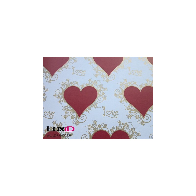 Inpakpapier duo lover wit/rood 50cm x 100m