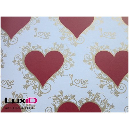 Inpakpapier duo lover wit/rood 50cm x 100m