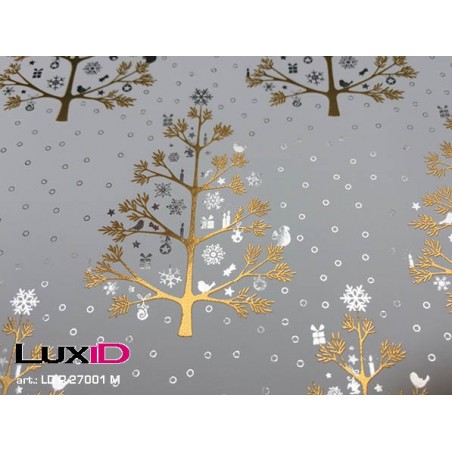 Inpakpapier glinster boom zilver goud 50cm x 100m