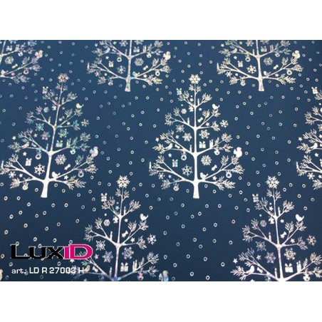 Inpakpapier glinster boom grijsblauw 50cm x 100m