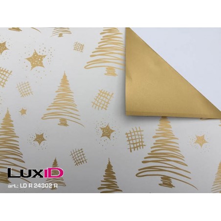 Inpakpapier duo boom wit-goud 50cm x 100m