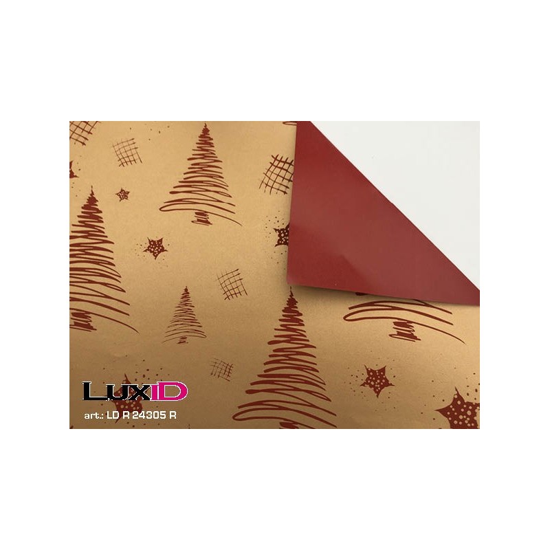 Inpakpapier duo boom goud-rood 50cm x 100m