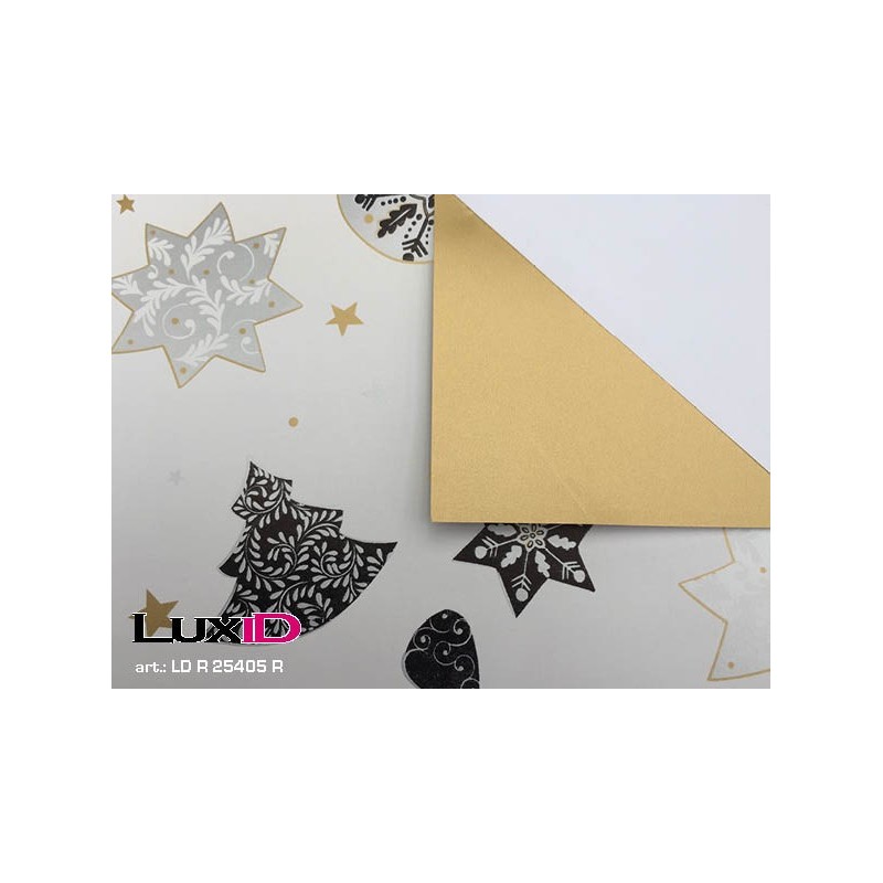 Inpakpapier duo zwart wit-goud 50cm x 100m