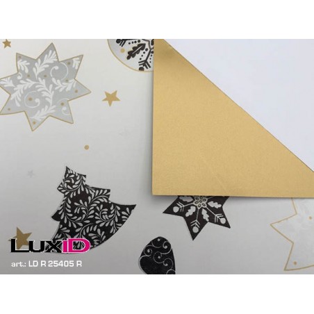 Inpakpapier duo zwart wit-goud 50cm x 100m