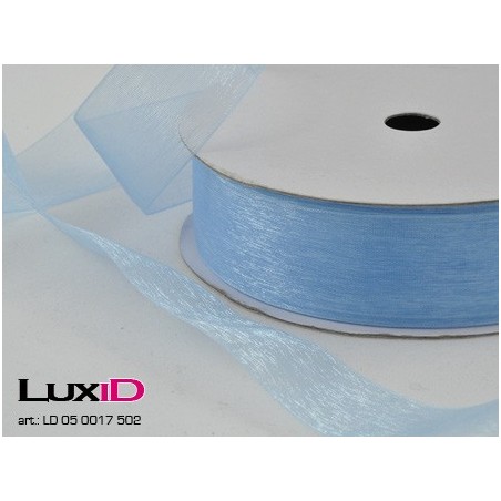 Organza woven edge 502 licht blauw 25mm x 25m