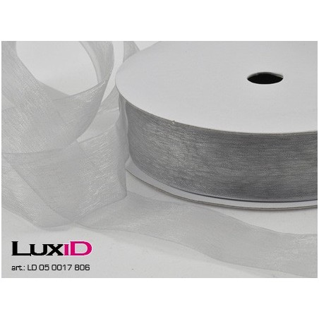 Organza woven edge 806 zilver 25mm x 25m