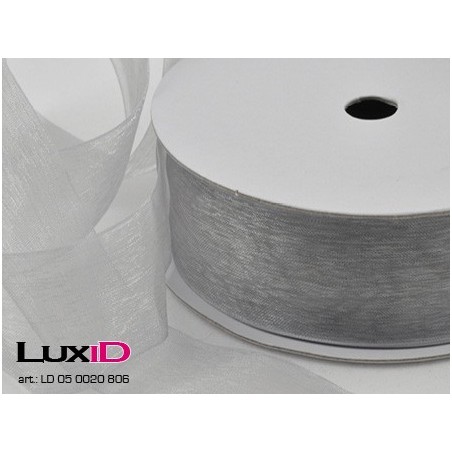 Organza woven edge 806 zilver 38mm x 25m