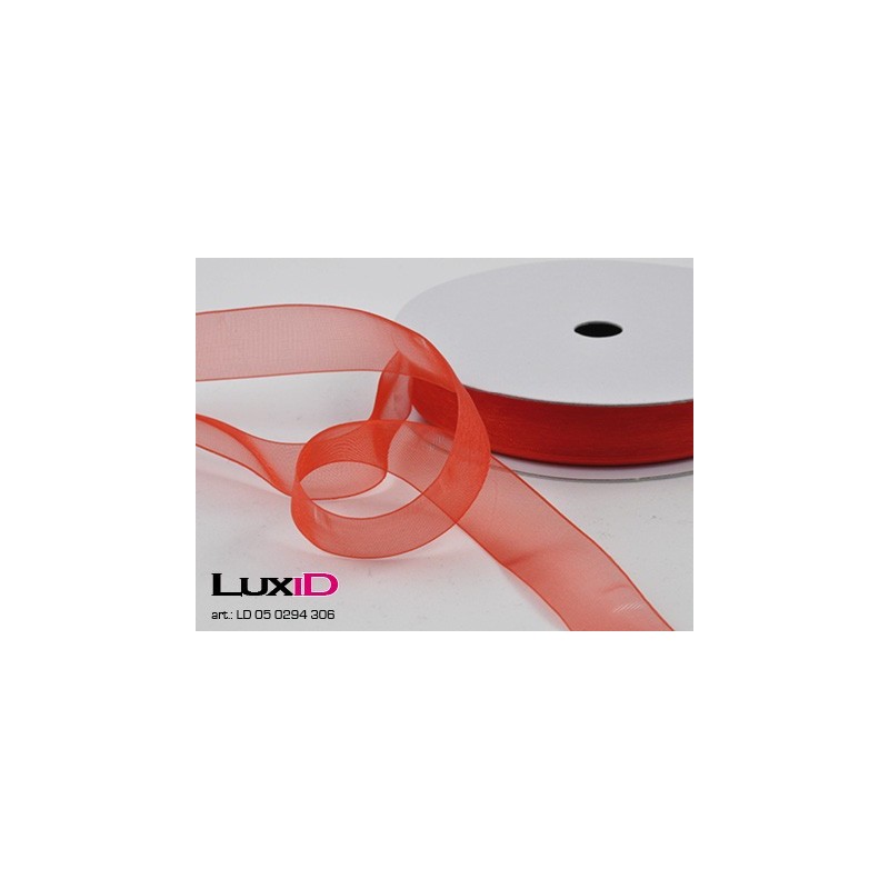 Organza woven edge 306 rood 15mm x 25m