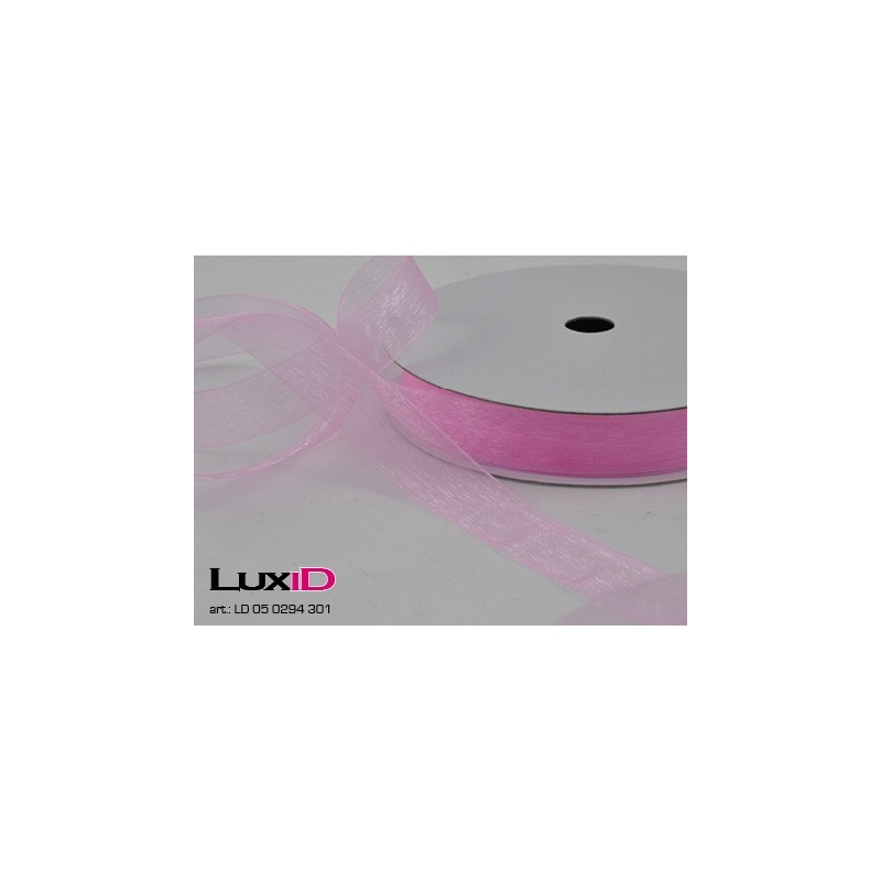 Organza woven edge 301 roze 15mm x 25m