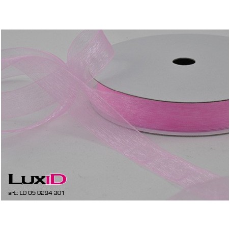 Organza woven edge 301 roze 15mm x 25m