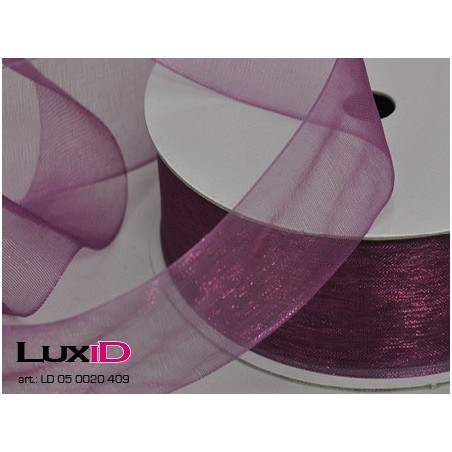 Organza woven edge 409 aubergine 38mm x 25m