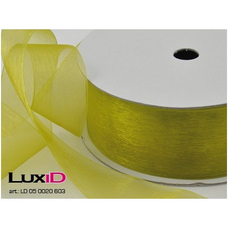 Organza woven edge 603 licht groen 38mm x 25m